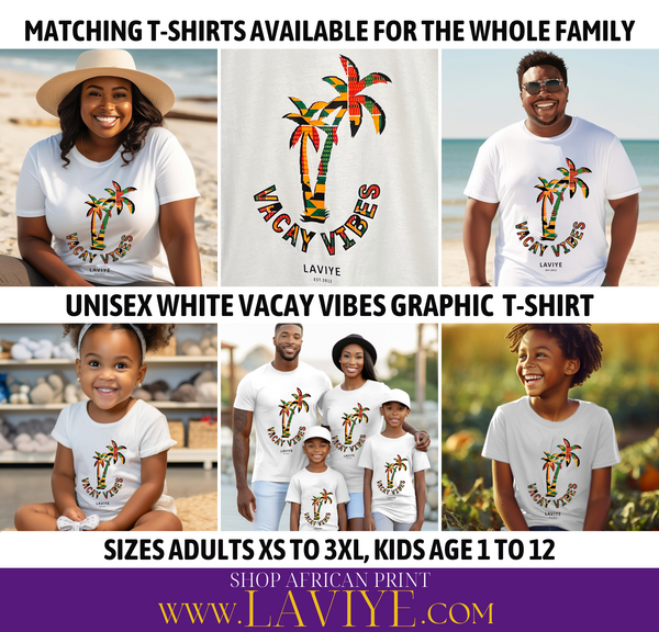 frø Ende bungee jump Boys Vaycay Vibes White African Print Kids T-Shirt Unisex | KUMASI – LAVIYE