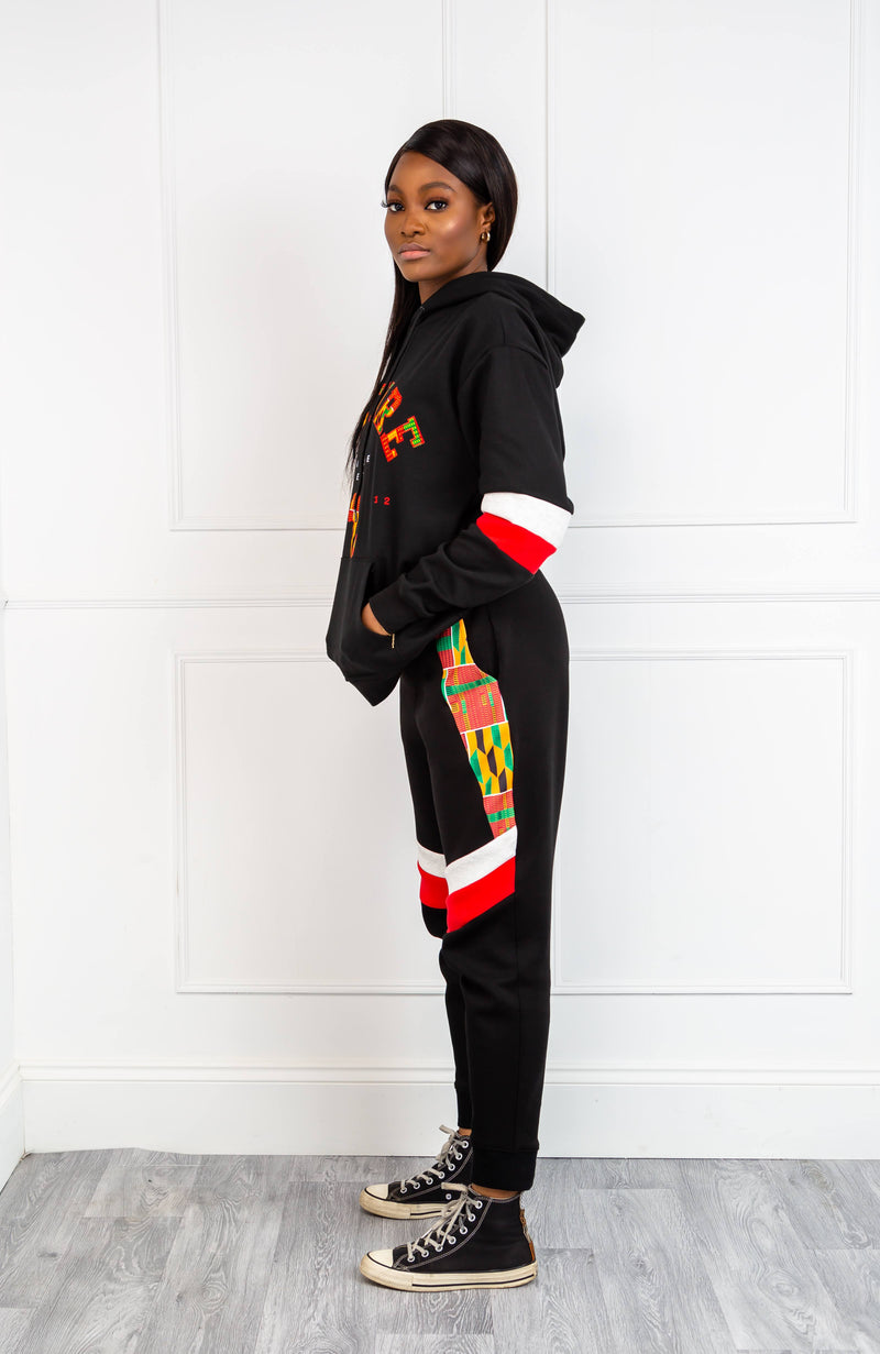 Asymmetric Double Stripe African Print Joggers For Women | KUMASI