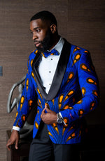 African Print Mens Dashiki Blazer - Modern Fit Shawl Collar Men's African Print Tuxedo for Guys - ELIJAH
