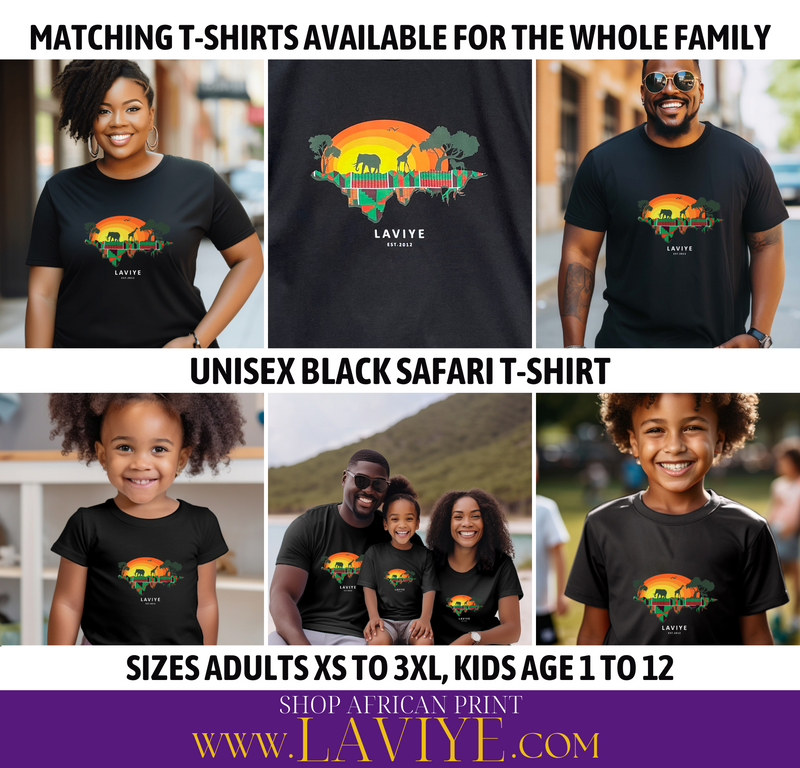 Men's Black African Safari T-shirt Unisex African Print Shirt  | ACCRA
