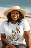 White Vaycay Vibes African Print Short Sleeve T-Shirt Unisex | KUMASI