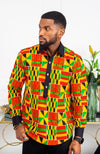African Mens Shirts | Mens Ankara Shirt - Mens Long-sleeve Polo - KENDRICK