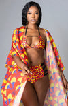 African Print Triangle Bikini Bra Lace Back - SIRENA