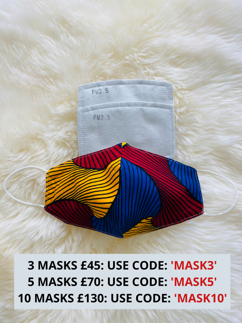 Ankara African Print Face Mask With Filter Pocket | LYDIA