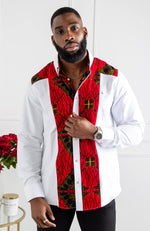 African Print Clothing for Men | Button Down Stripe Front Shirt - CHARLES