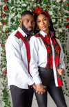 African Shirts For Women | Unisex Button Down Stripe Front Shirt - CORDELIA