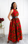 Authentic African Wax Sleeveless Turtleneck Maxi Dress - CORDELIA
