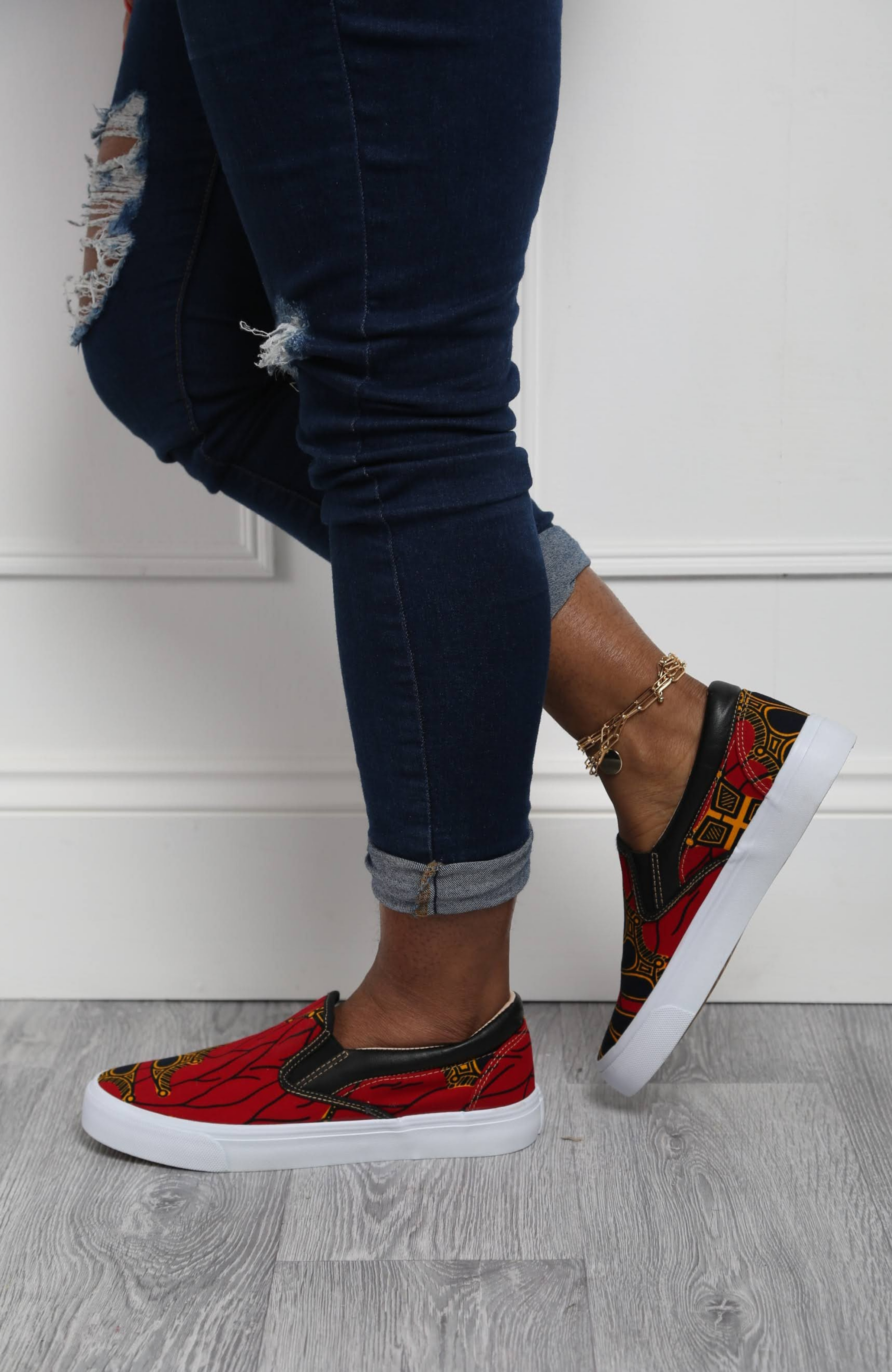 African Print Sneaker Shoes Light Weight Slip-on Trainer - KUMASI