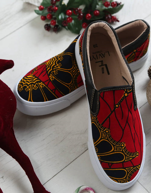 LAVIYE Men's Casual African Print Ankara Slip-on Sneakers Shoes Trainer- CALABAR