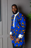 Men's Grandad Collar Etibo Shirt | Long Length African Print Shirt - ELIJAH