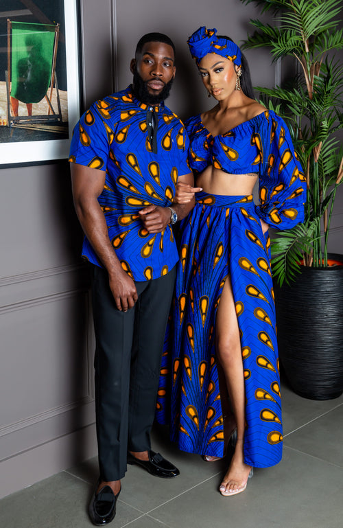 African Print Polo Shirt for Men | Short Sleeve Ankara Shirt - ELIJAH