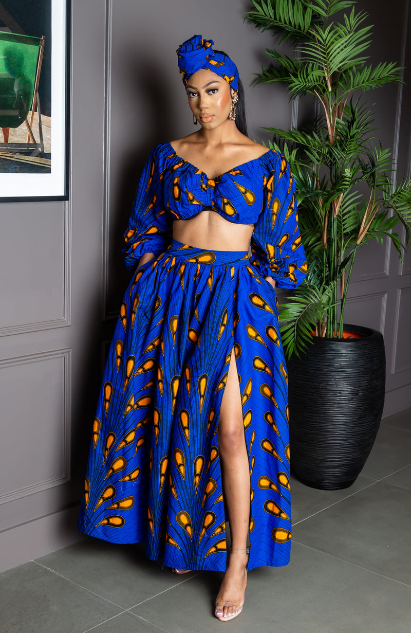 Newest African Fabric Wax Kente Print Long Sleeve Crop Top and Slim Skirts  African Women Two Pieces Set - China African Clothing and Women Clothing  price