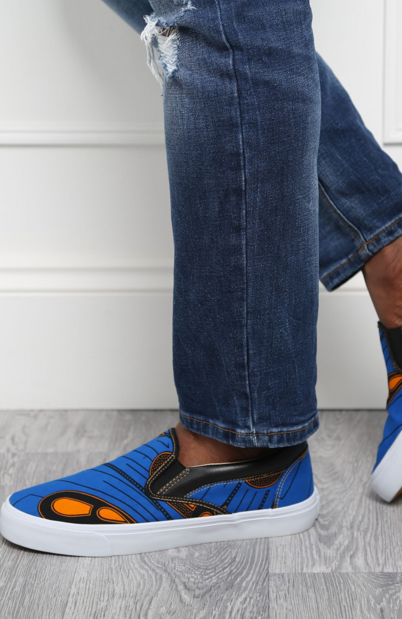 LAVIYE Men's Casual African Print Ankara Slip-on Sneakers - ENUGU
