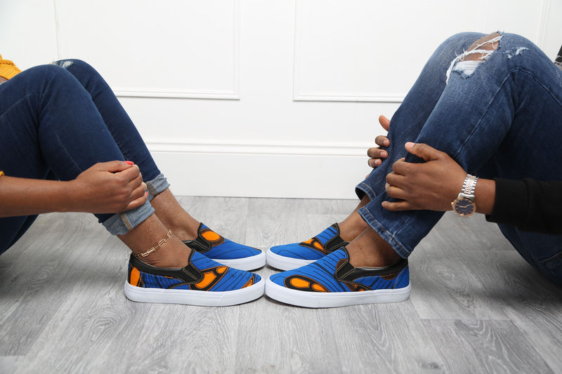 LAVIYE Men's Casual African Print Ankara Slip-on Sneakers - ENUGU