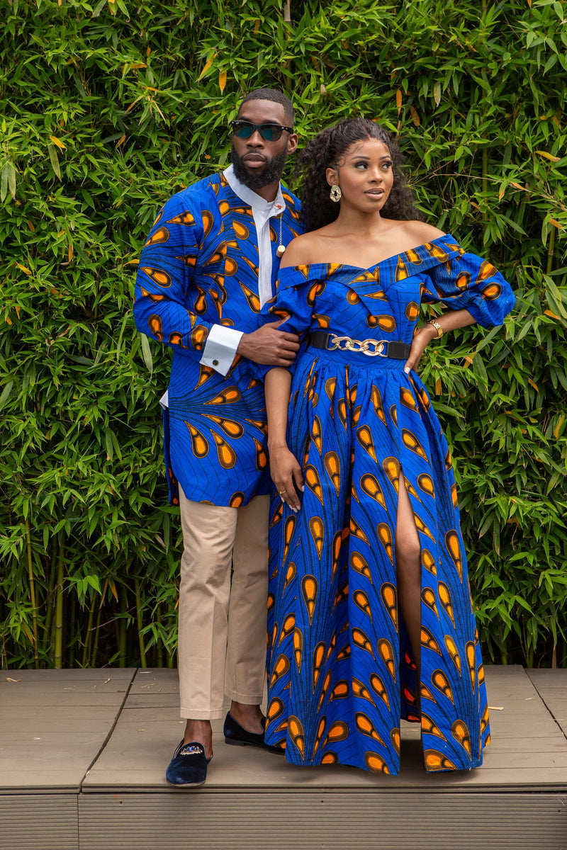 Off shoulder blue maxi dress Clearance