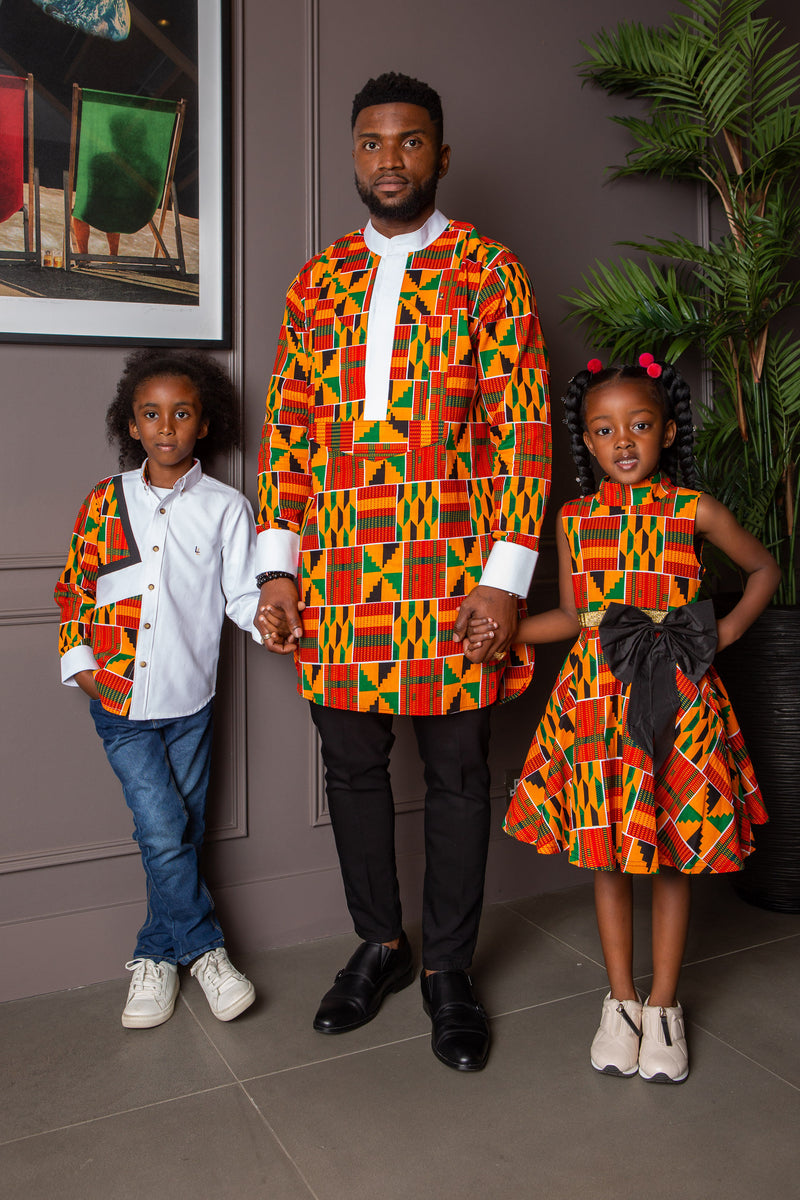Boys Tailored-Fit African Print Shirt | Asymmetric Ankara Shirt for Boys - KENDRICK