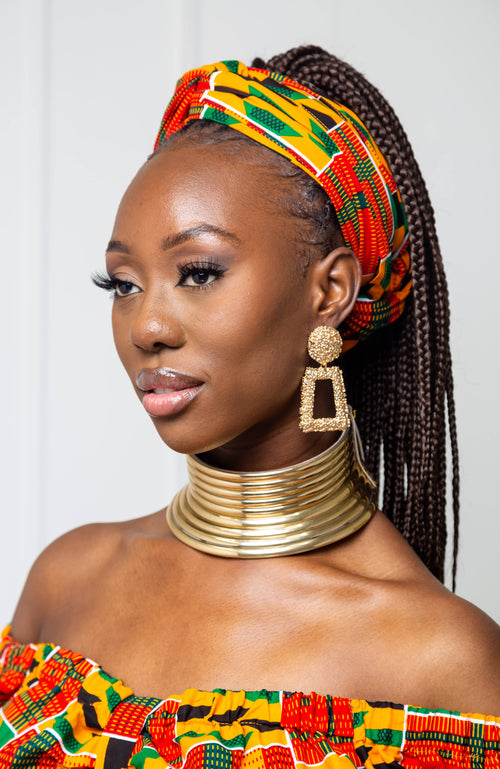 African Style Choker / Gold High Necklace - Gold – AfricanFabs