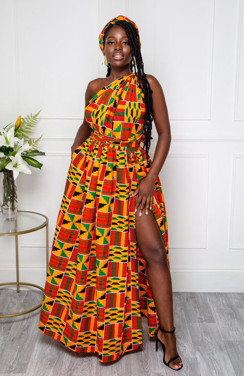 African Print Multiway Convertible Maxi Dress With Slit, Accra Fashion  Week
