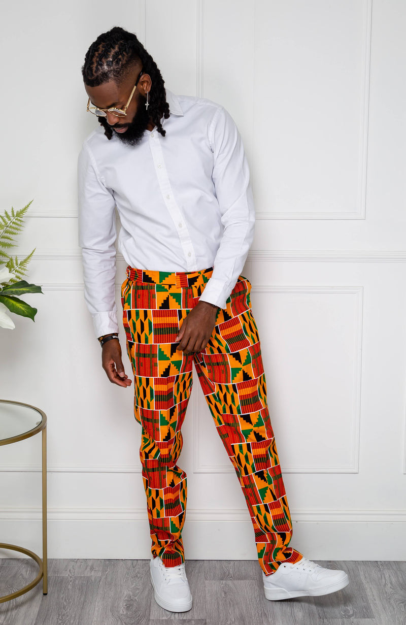 Men's African Print Pants  Ankara Fashion Tailored Fit Trousers for G –  LAVIYE