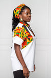 African Print Polo Shirt for Women | Unisex Kente Shirt - Short Sleeve Asymmetric Shirt - KENYA
