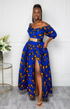 Wrap Effect African Maxi Dress  | African Off shoulder Dress - ELLA