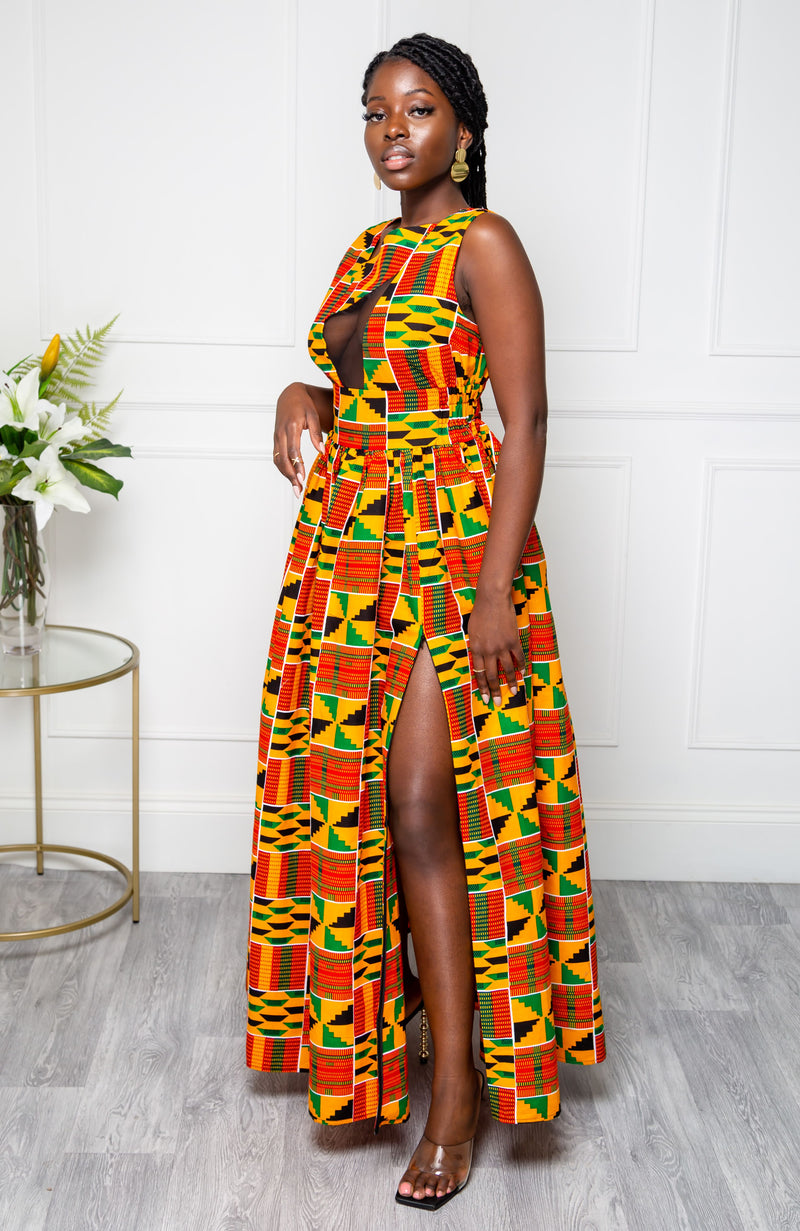 African Print Maxi Dresses  ELLA Infinity Africant Print Maxi Dress –  LAVIYE