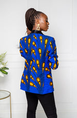African Print Womens Dashiki Blazer - Modern Fit Shawl Collar Unisex African Print Tuxedo for Women - ELLA