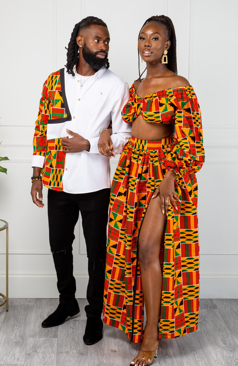 Authentic Kente African Print Maxi Skirt & Crop Top Set - KENYA – LAVIYE