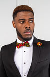 Handmade African Wax Necktie and Bow Tie Set - Wedding Tie Set 5 Pieces - ERICK