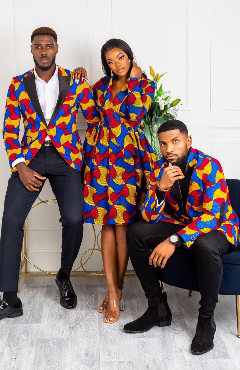 African Print Blazer Jacket for Men - Modern Fit Shawl Lapel Tuxedo - LIAM