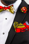 Kente African Necktie and Bow Tie Set - African Pint Wedding Tie Set 5 Pieces - DAMON
