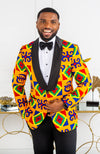African Print Mens Ankara Suit Blazer - Dinner Jacket Tailored Fit African Fashion - NATHAN