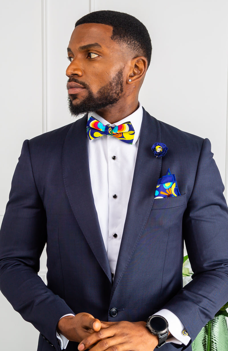 African Inspired Fashions Kente Bow Tie Set 4 Pieces - FRANCIS