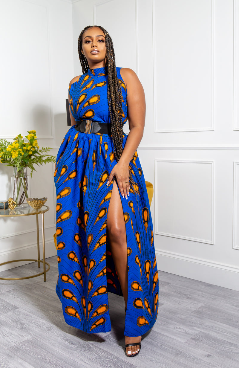 African Maxi Dresses For Women - Sleeveless Turtleneck Dress - Ella – Laviye