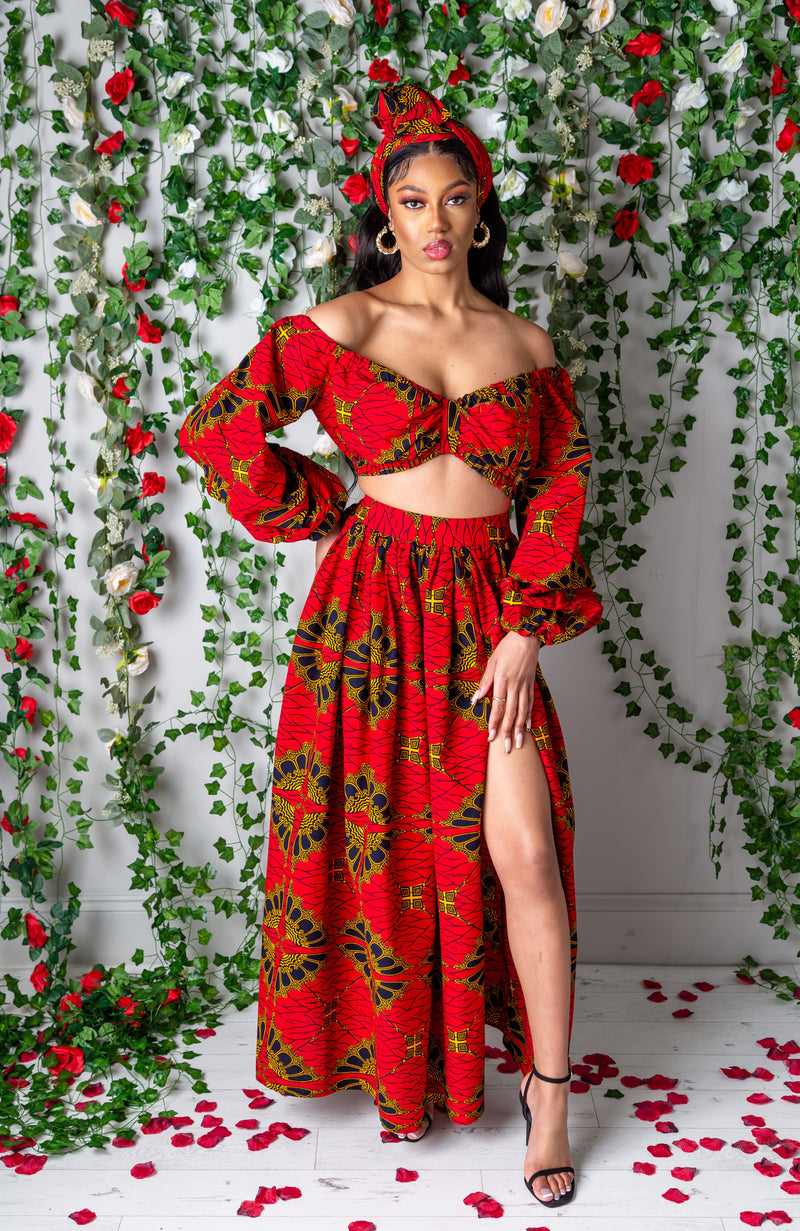 African Maxi Skirt & Crop Top - CORDELIA – LAVIYE