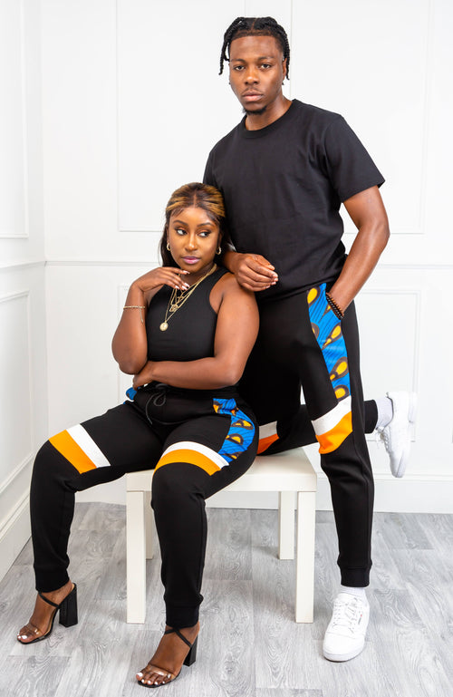 Men's Ankara Joggers | Asymmetric Stripe African Print Sweatpants | ENUGU