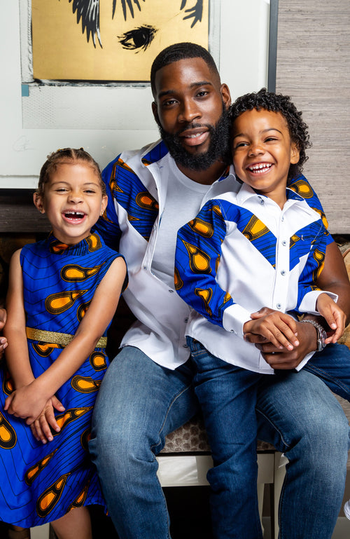 Boys Tailored-Fit African Print Shirt | V-Shaped Ankara Shirt for Boys  - ELIJAH