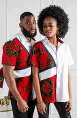 Women's Asymmetric Ankara Shirt | Unisex African Print Short Sleeve Shirt - CORDELIA