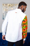 African Shirts for Men | Mens African Shirt - Skinny Fit White Button Down Oxford Shirt - KENDRICK