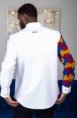 Ankara Shirts for Men | Ankara Mens Shirt Design - Skinny Fit White Button Down Oxford Shirt - LIAM