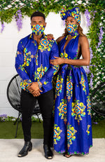 African Print Blue Infinity Multiway Maxi Dress - FRANCA