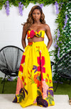 Women Floral Maxi Yellow Skirt and Scarf - CARLA