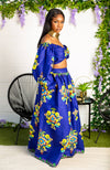 African Print Floral Maxi Skirt & Crop Top Set - FRANCA
