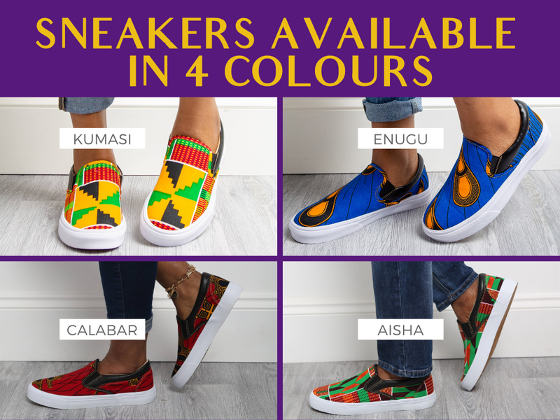African Print Slip On Sneakers | LAVIYE Green Kente Sneakers - ACCRA
